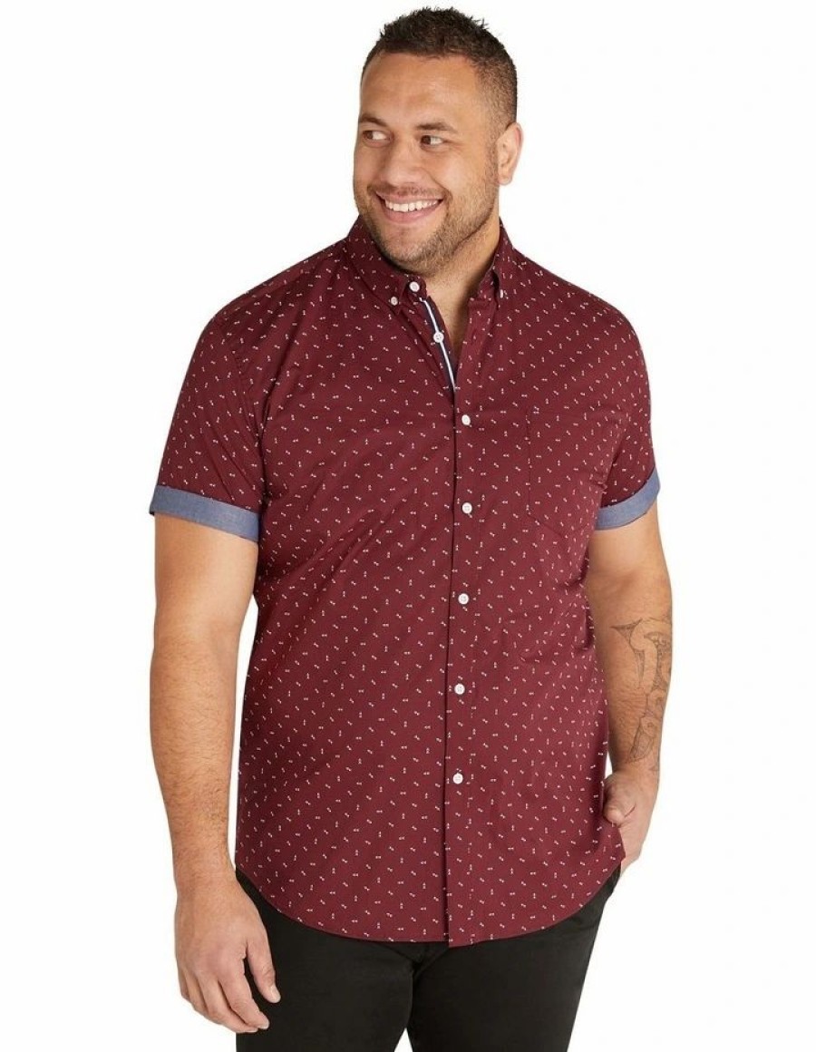 Big & Tall * | Johnny Bigg Original Benson Stretch Shirt In Burgundy