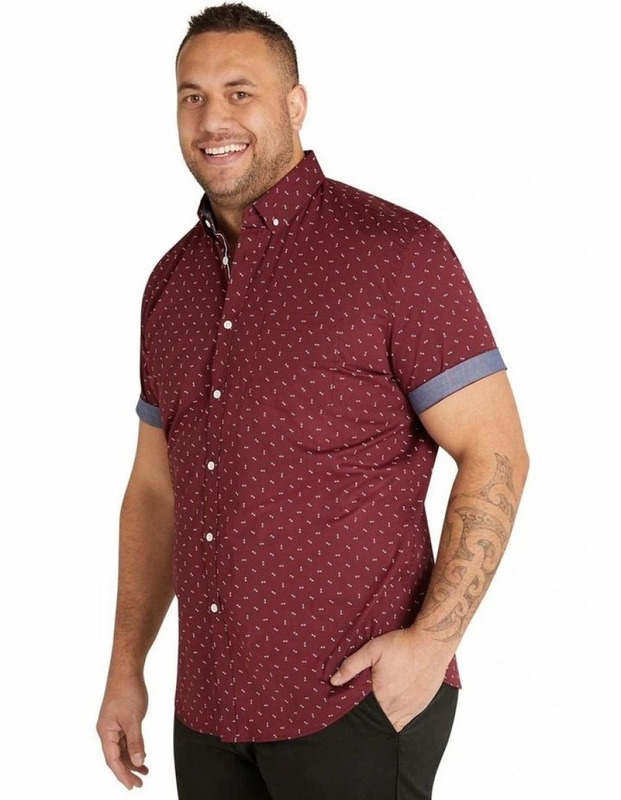 Big & Tall * | Johnny Bigg Original Benson Stretch Shirt In Burgundy