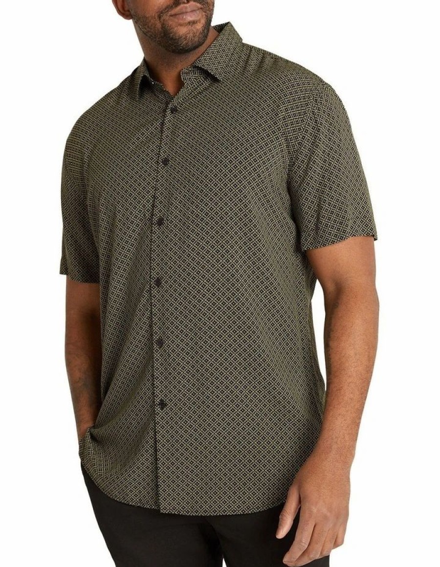 Big & Tall * | Johnny Bigg Typical Style Flynn Geo Print Viscose Shirt In Green