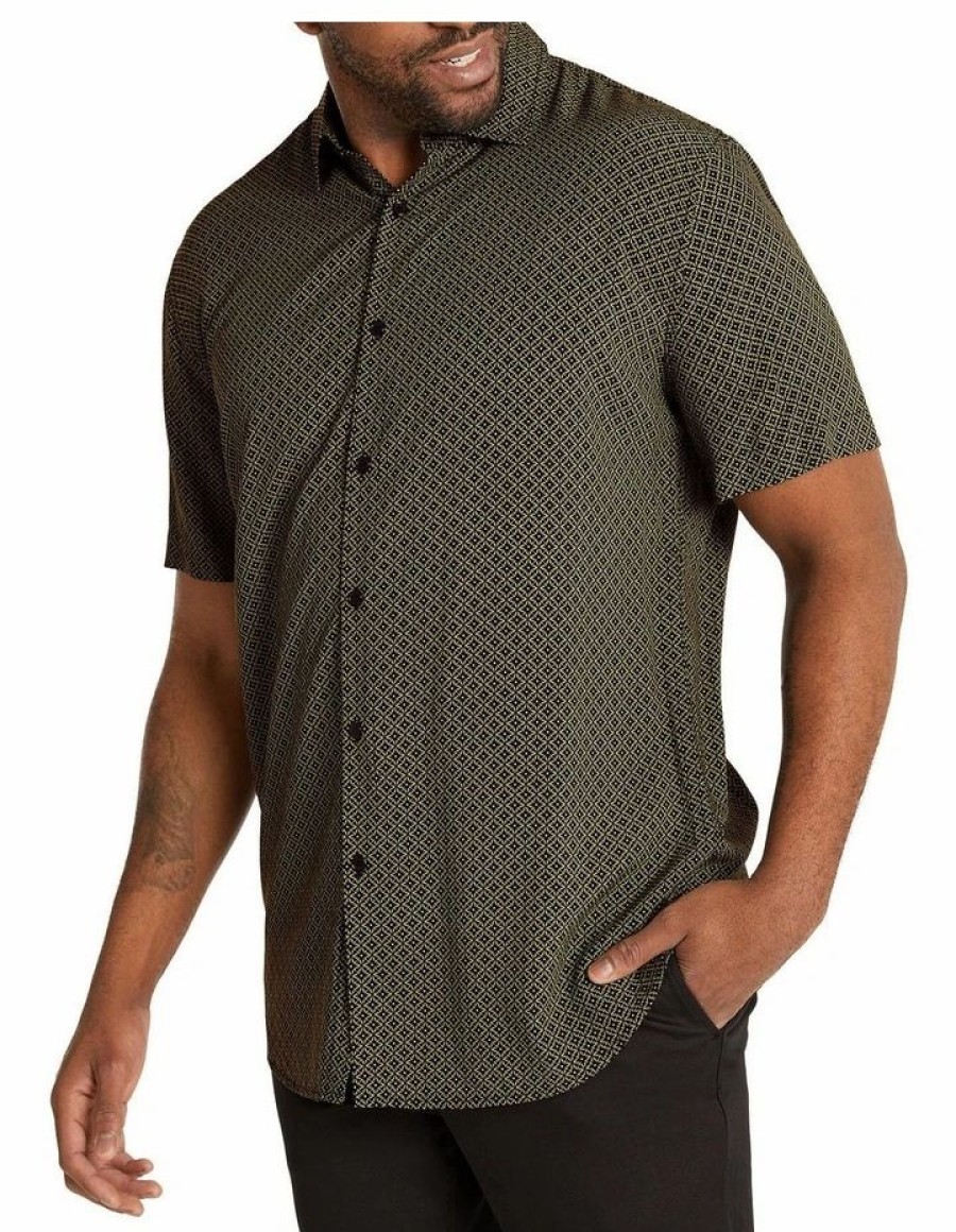 Big & Tall * | Johnny Bigg Typical Style Flynn Geo Print Viscose Shirt In Green