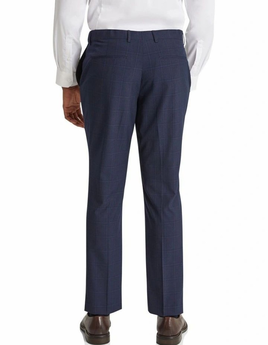 Suiting & Occasionwear * | Johnny Bigg Premium Damon Check Slim Dress Pant In Blue Navy