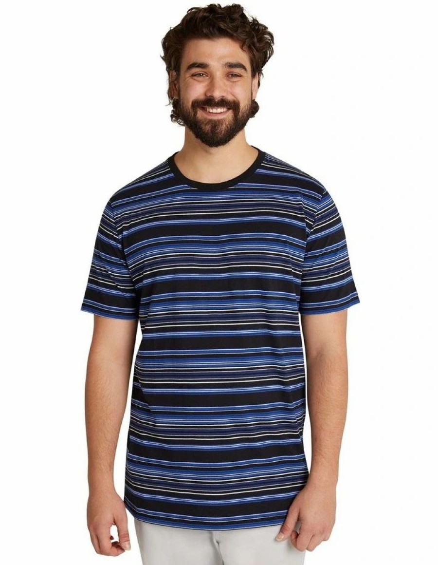 Clothing * | Johnny Bigg New Threads Global Stripe Longline Tee In Blue