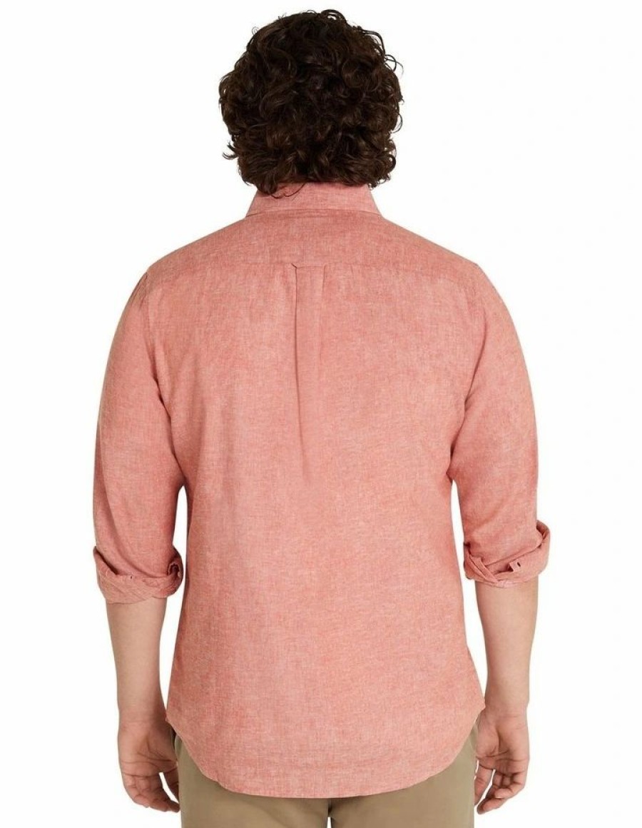 Big & Tall * | Johnny Bigg Cheap Serge Linen Blend Shirt In Coral