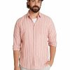 Big & Tall * | Johnny Bigg Official Dane Stripe Linen Shirt In Terracotta Rust