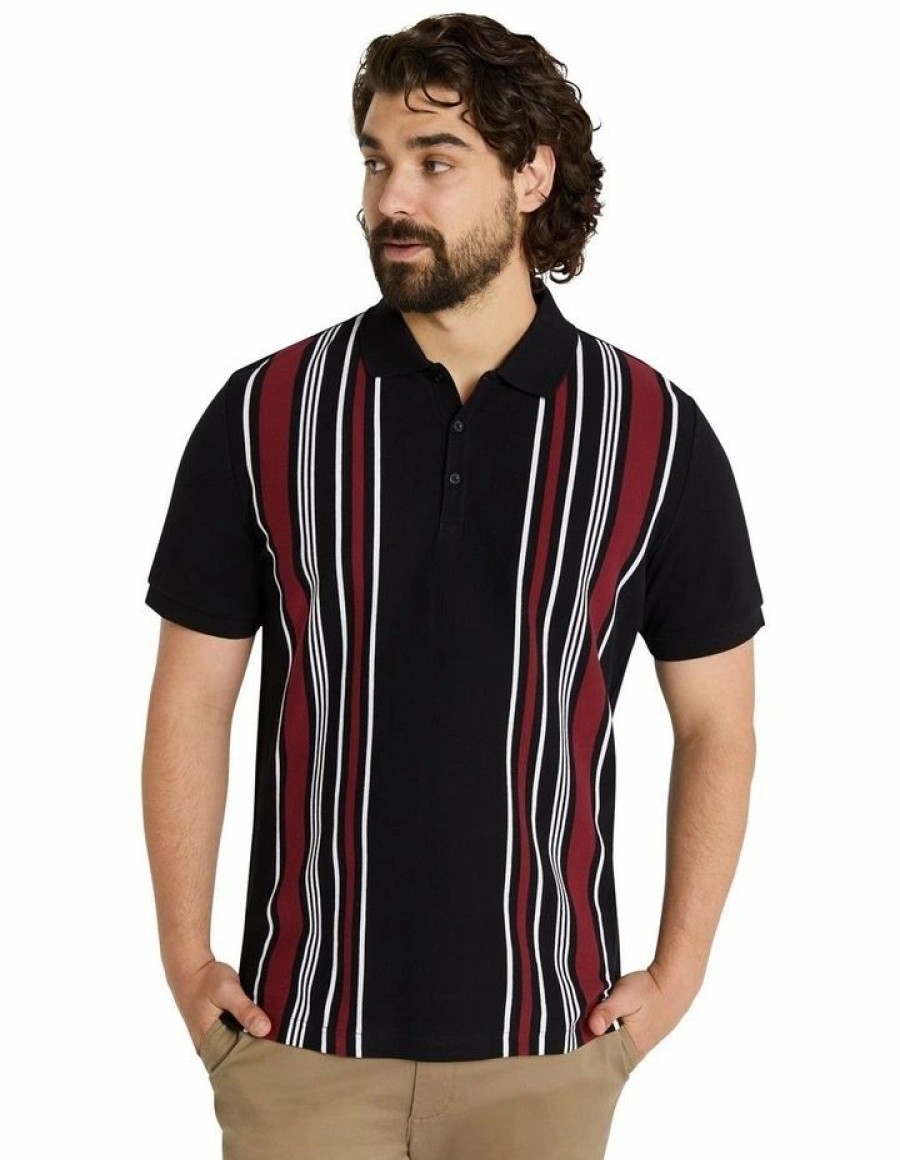 Clothing * | Johnny Bigg Clearance Linden Vertical Stripe Polo In Black