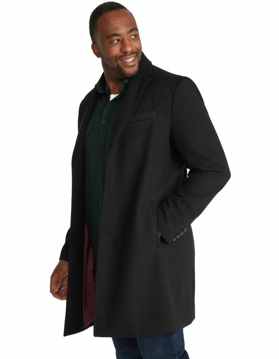 Big & Tall * | Johnny Bigg Hot Sell Brentford Wool Overcoat In Black