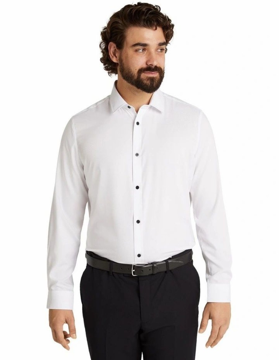 Suiting & Occasionwear * | Johnny Bigg New Washington Textured Bamboo Blend Shirt In White