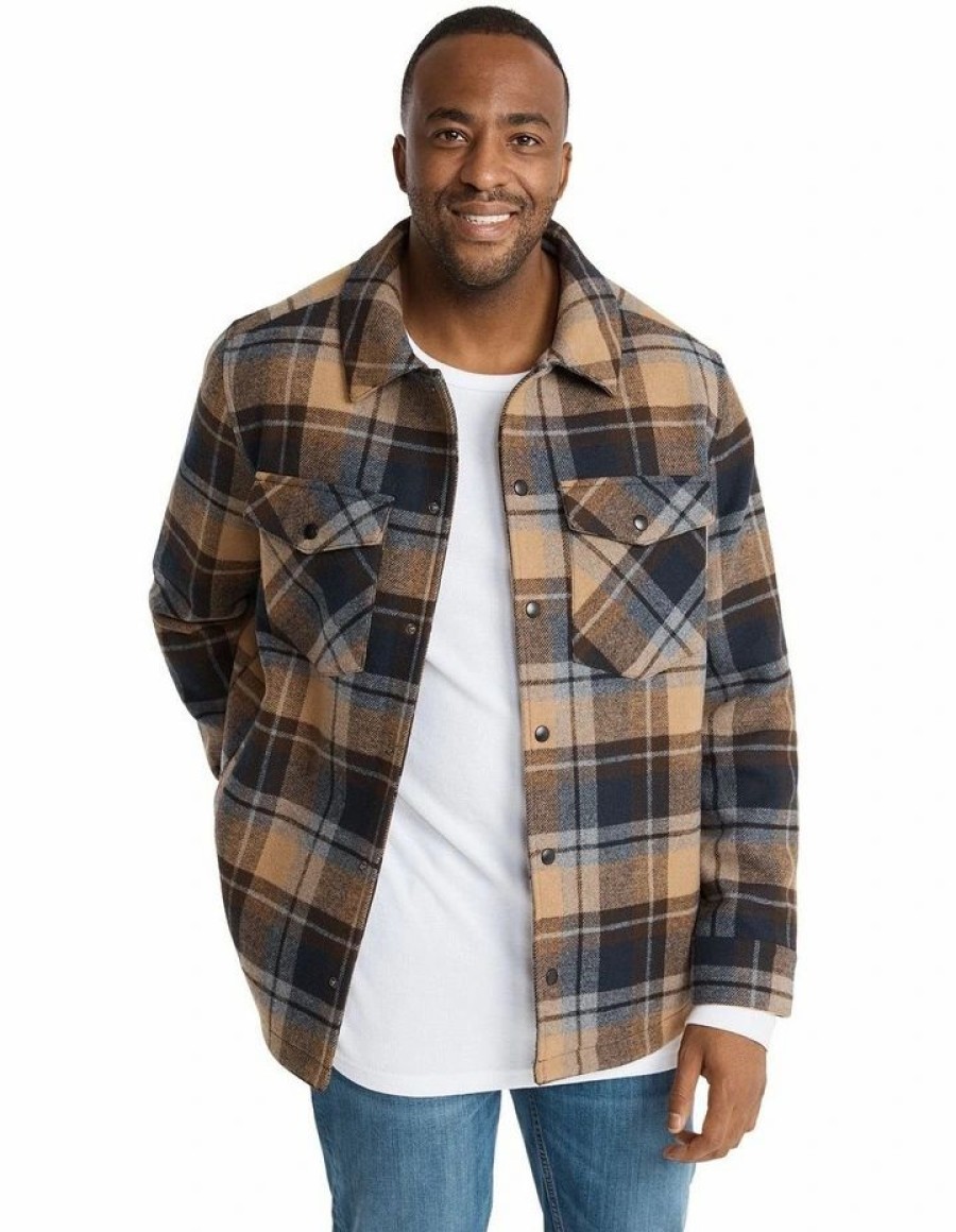 Big & Tall * | Johnny Bigg New Kansas Check Shacket In Brown