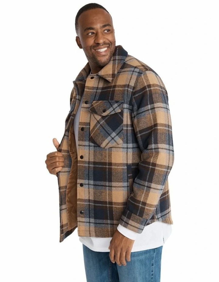 Big & Tall * | Johnny Bigg New Kansas Check Shacket In Brown