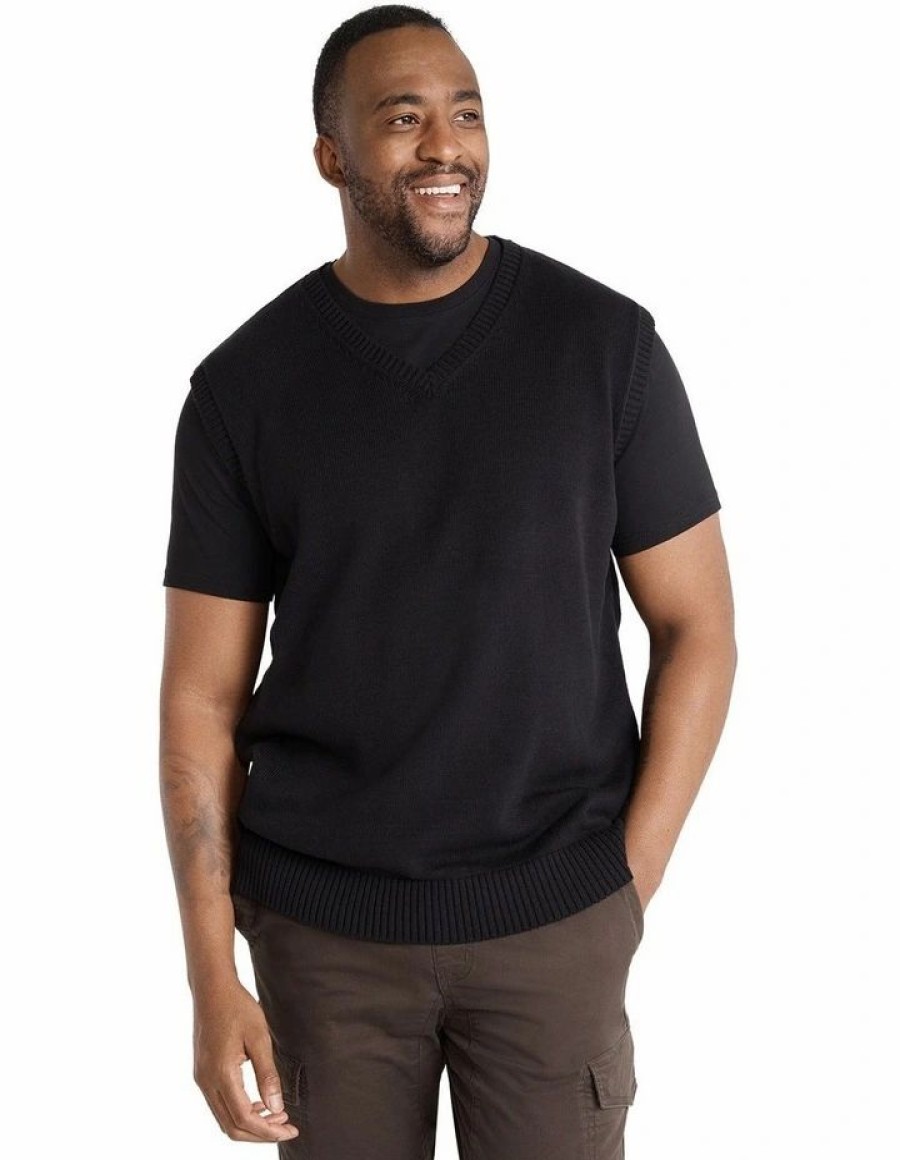 Big & Tall * | Johnny Bigg Premium Essential Knit Vest In Black