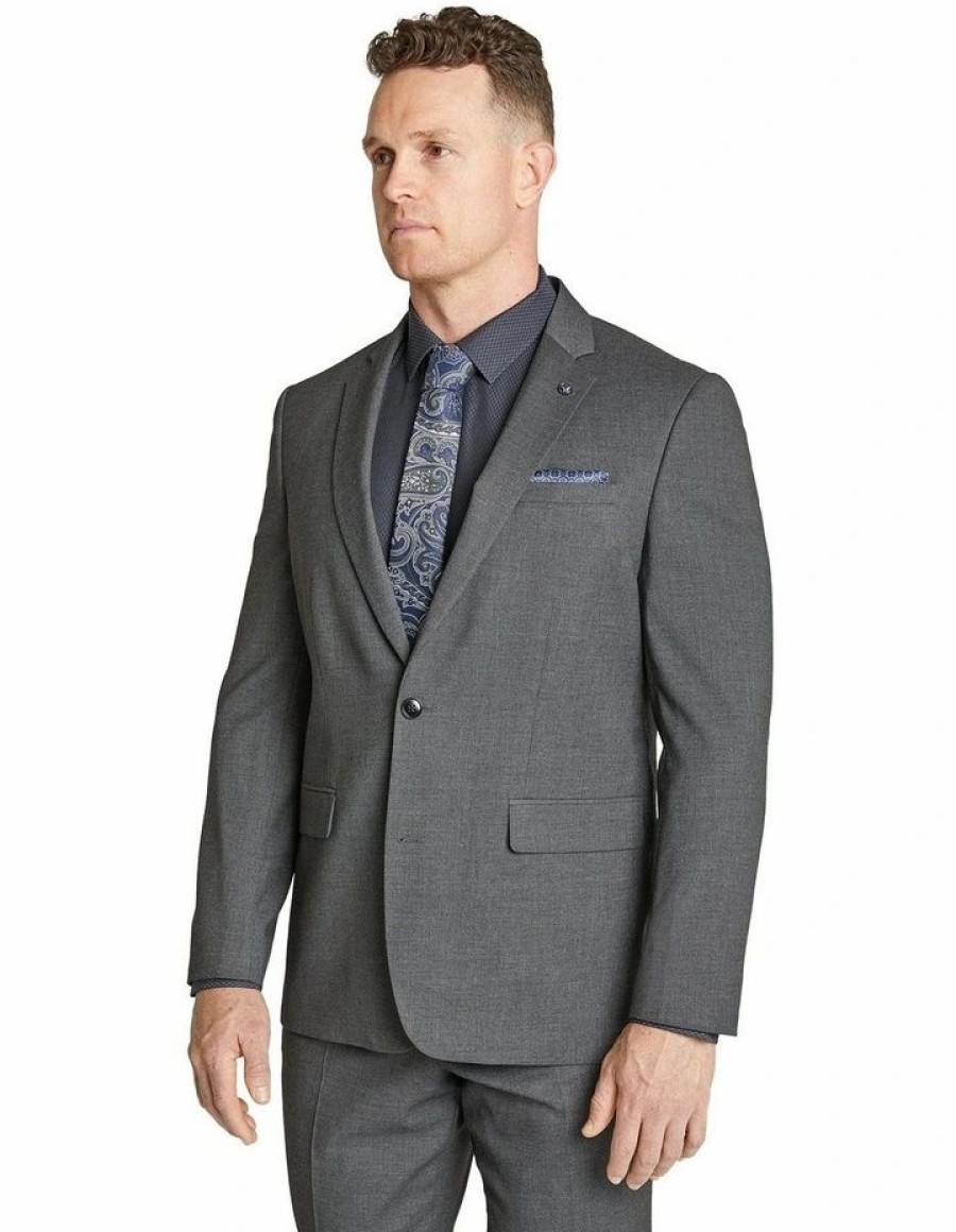 Suiting & Occasionwear * | Johnny Bigg Clearance The Matteo Textured Stretch 2 Buttons Suit Jacket Charcoal