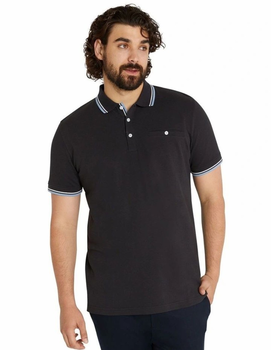 Clothing * | Johnny Bigg New Threads Rex Textured Polo In Grey Charcoal