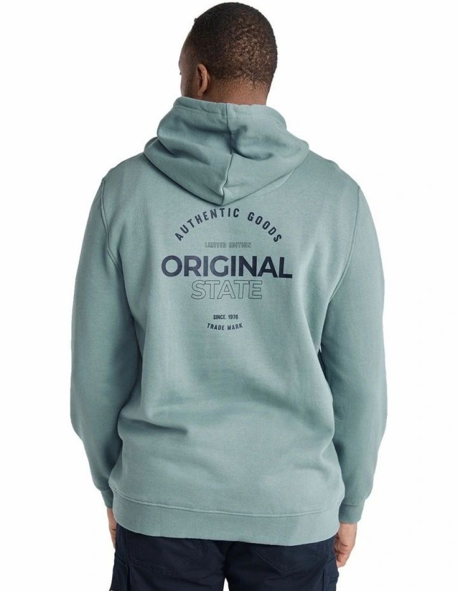 Big & Tall * | Johnny Bigg New Original State Print Hoodie In Blue Dusty Blue