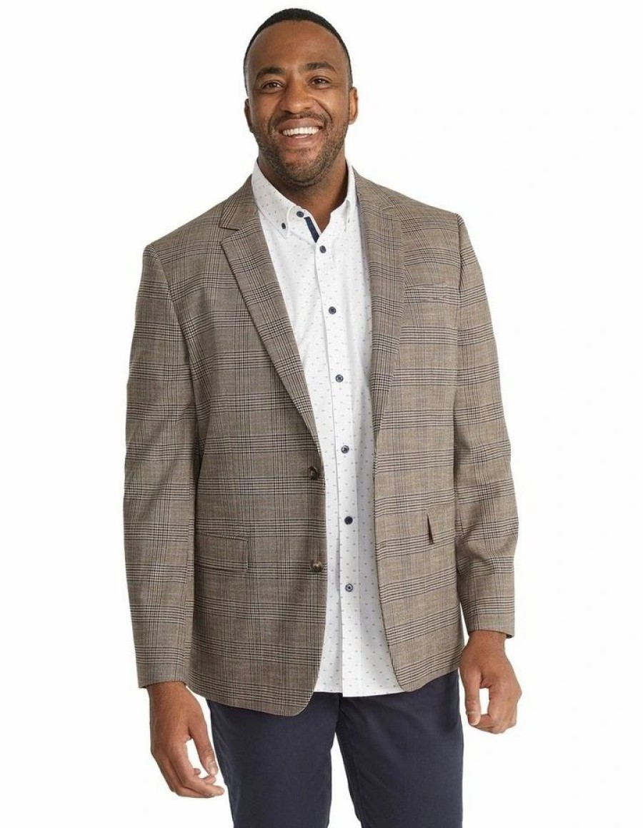 Big & Tall * | Johnny Bigg Cheap Aspen Check Stretch Blazer In Brown