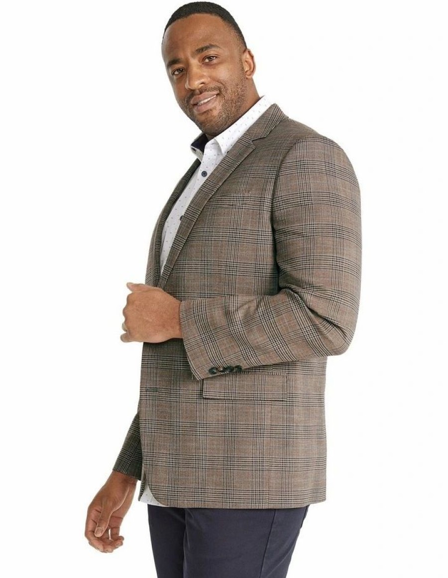 Big & Tall * | Johnny Bigg Cheap Aspen Check Stretch Blazer In Brown