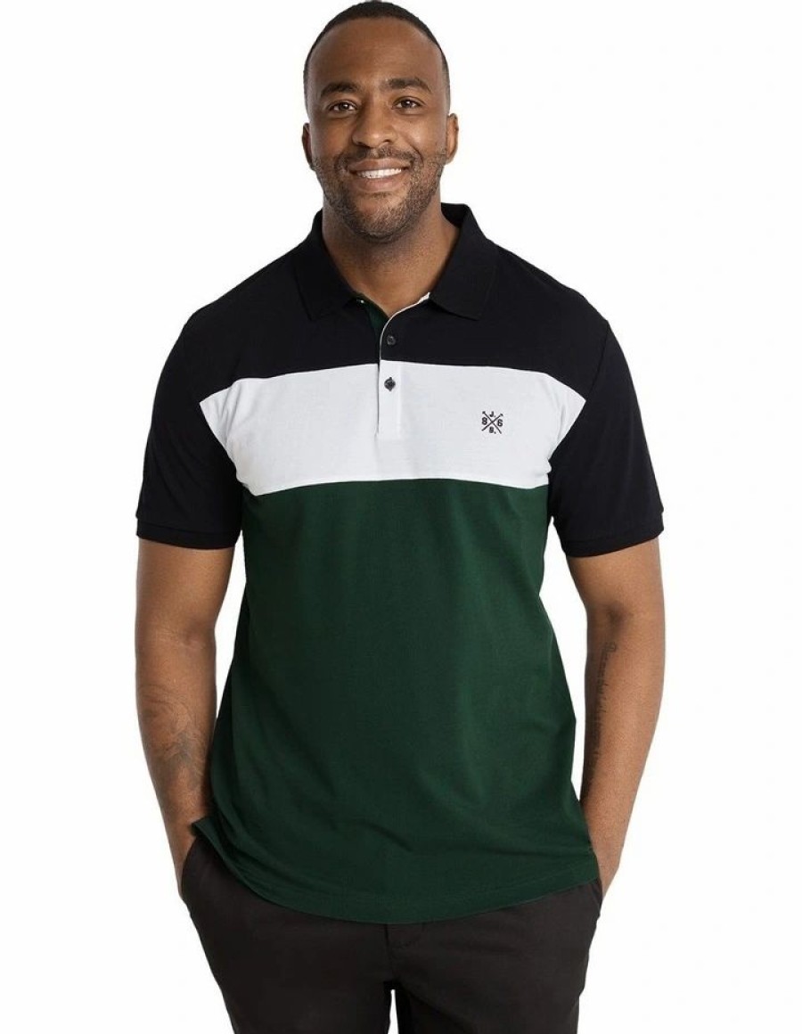 Clothing * | Johnny Bigg Less Expensive Malone Splice Polo In Green Forest