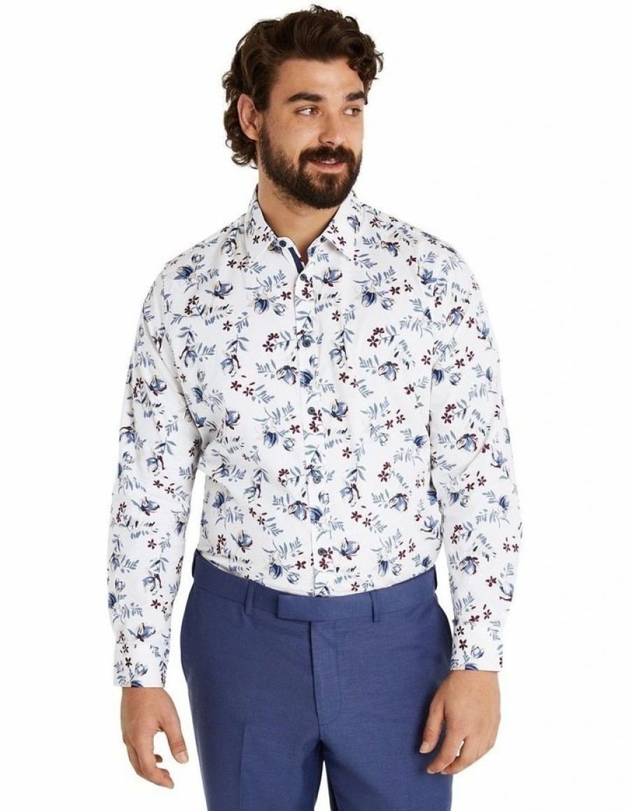 Suiting & Occasionwear * | Johnny Bigg Clearance Haywood Floral Stretch Shirt In White