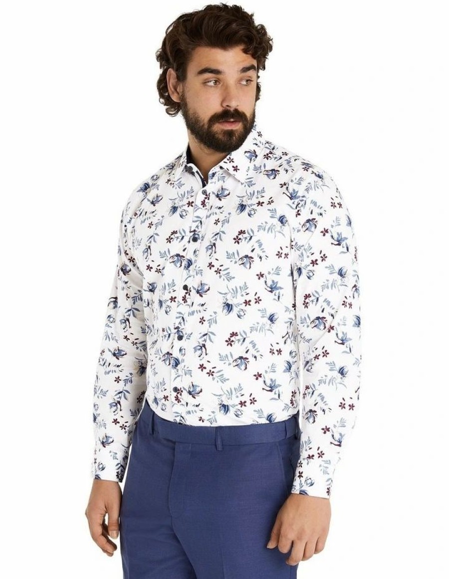 Suiting & Occasionwear * | Johnny Bigg Clearance Haywood Floral Stretch Shirt In White