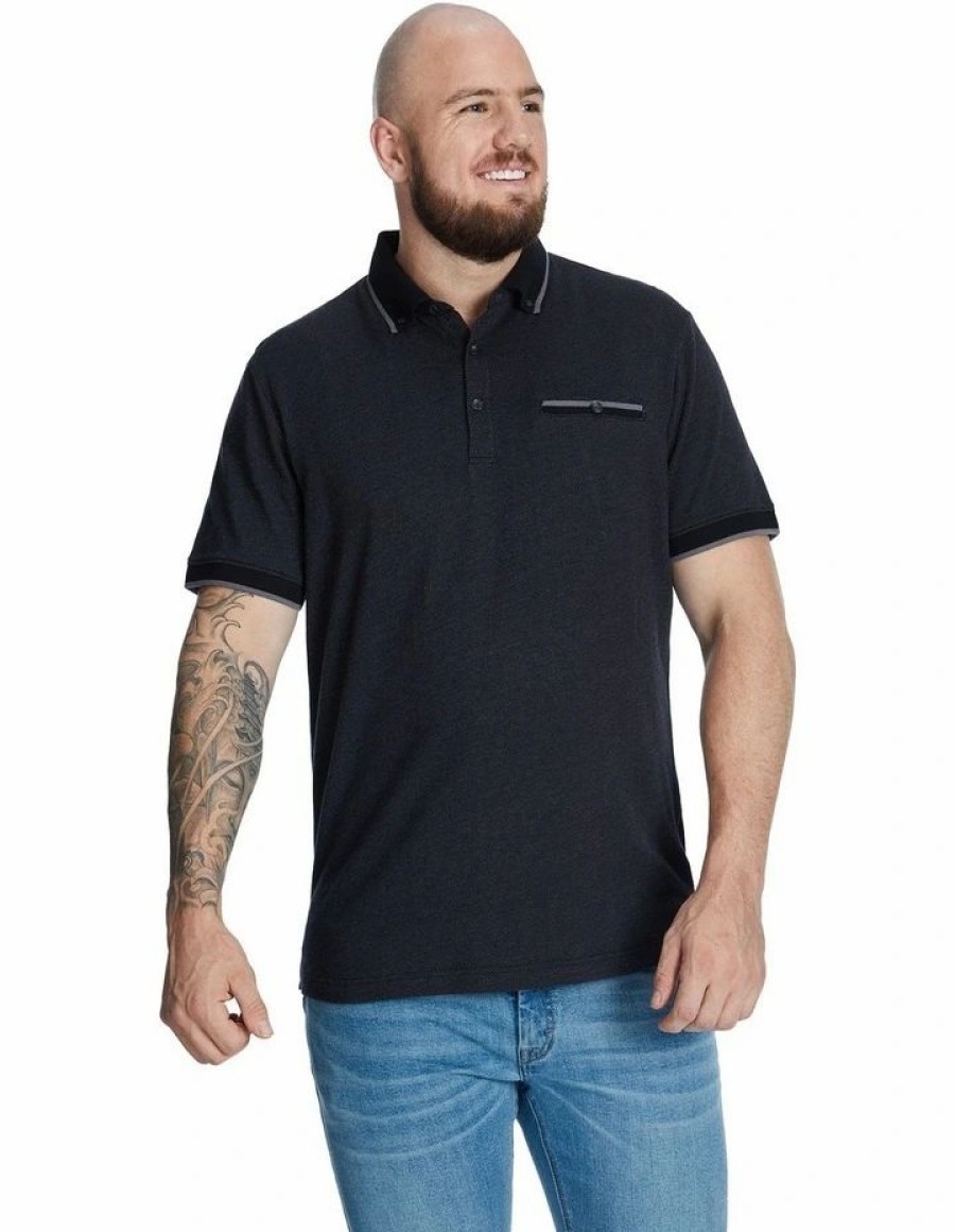 Clothing * | Johnny Bigg Crazy Deals Hudson Tipped Polo Black