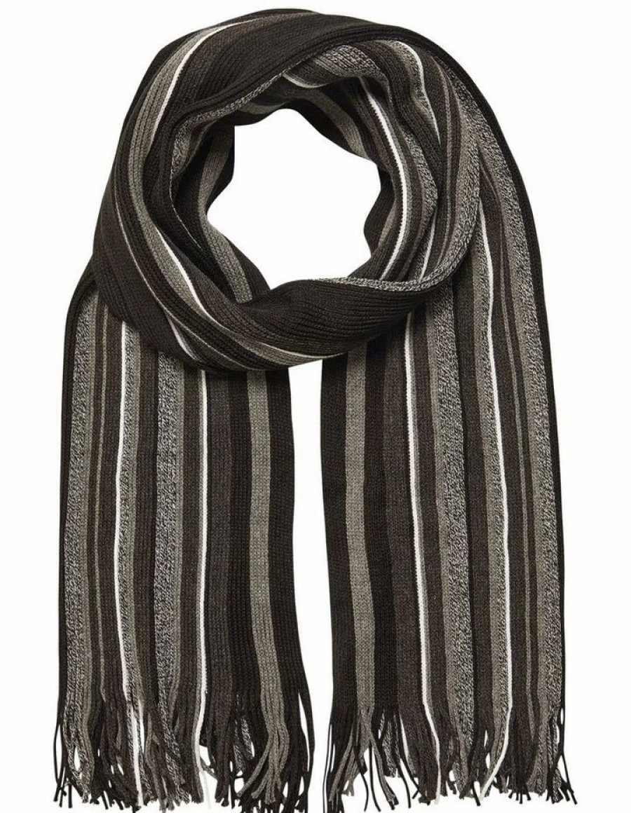 Accessories * | Johnny Bigg New Threads Stripe Knit Scarf In Black