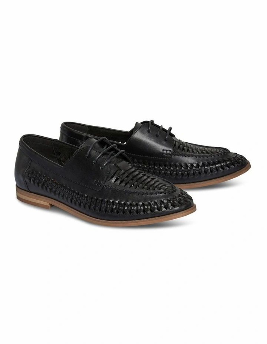 Shoes * | Johnny Bigg New Cohen Woven Lace Up Shoe In Black