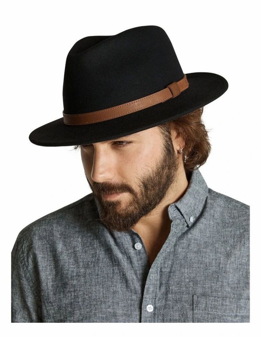 Accessories * | Johnny Bigg New The Wool Felt Fedora Hat Black