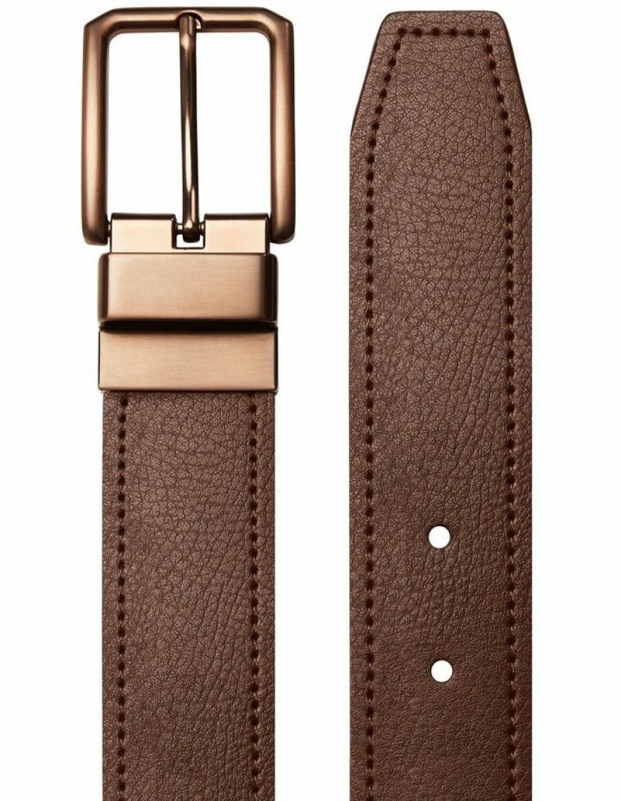 Accessories * | Johnny Bigg Official Eden Textured Reversible Prong Belt In Brown Chocolate