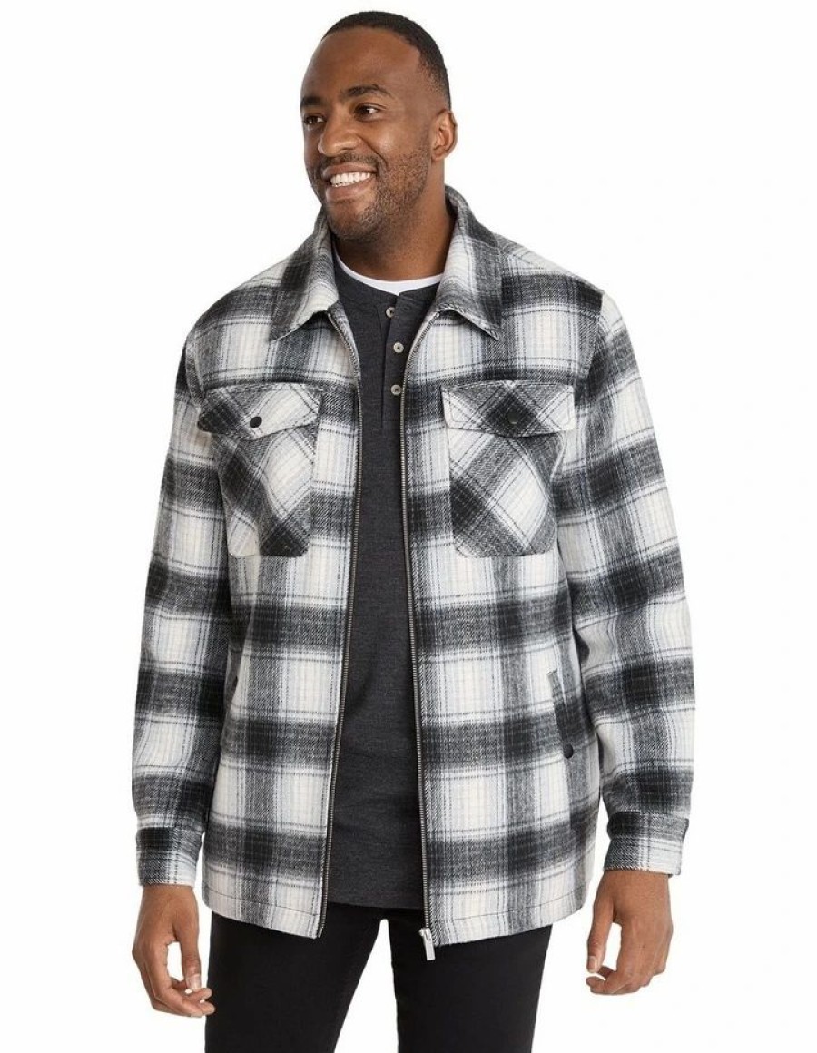 Big & Tall * | Johnny Bigg Cheaper Indiana Check Shacket In Black