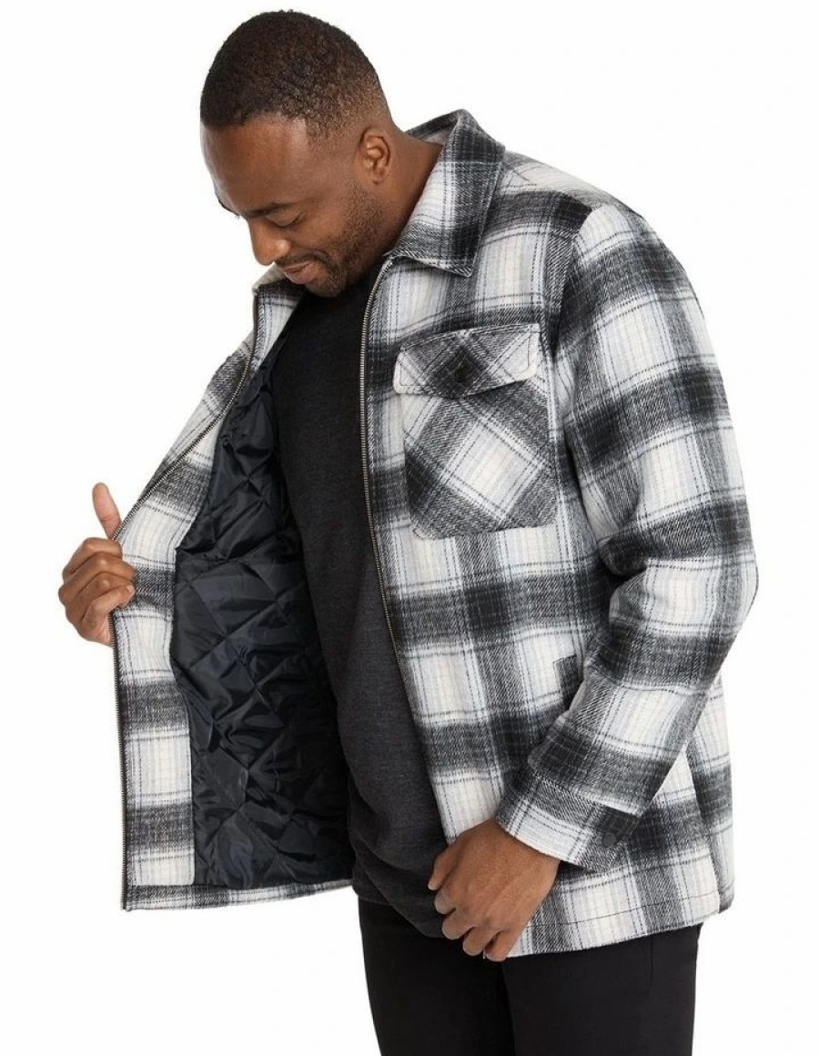 Big & Tall * | Johnny Bigg Cheaper Indiana Check Shacket In Black