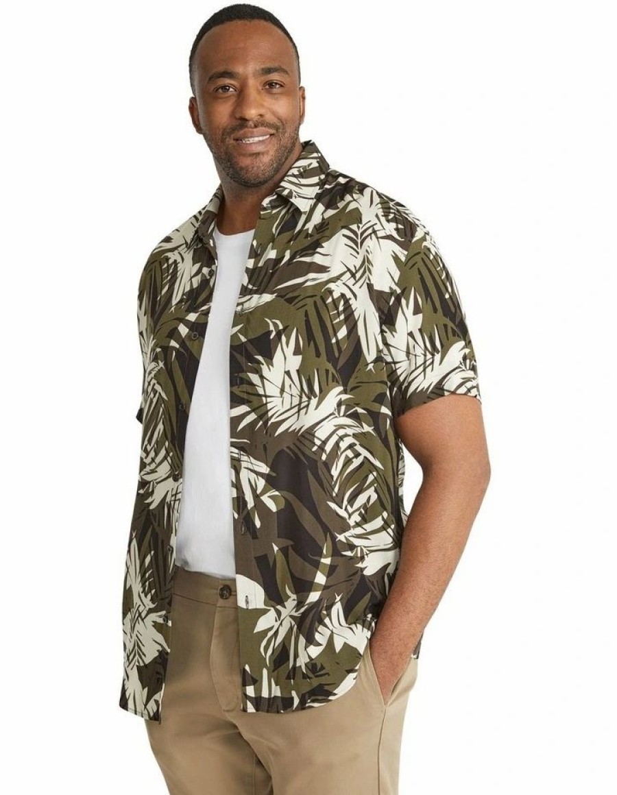 Big & Tall * | Johnny Bigg Hot Sell Rufus Tropics Print Shirt In Black