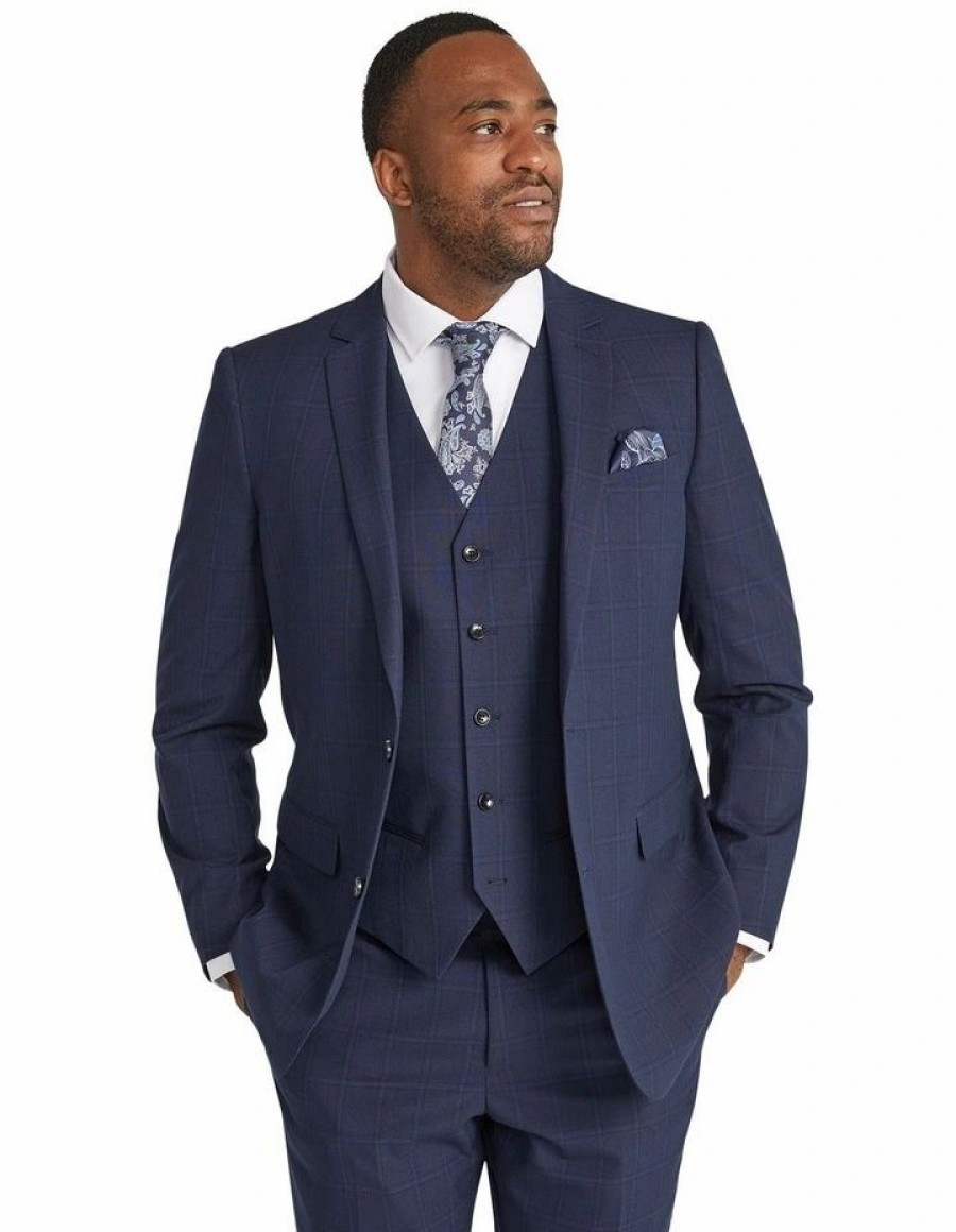 Suiting & Occasionwear * | Johnny Bigg Outlet Sale Damon Check Suit Jacket In Blue Navy