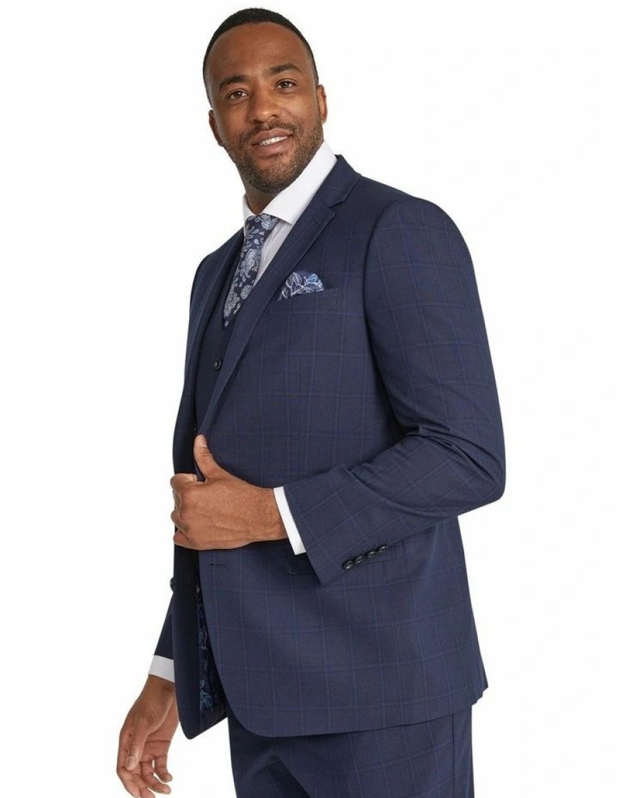 Suiting & Occasionwear * | Johnny Bigg Outlet Sale Damon Check Suit Jacket In Blue Navy