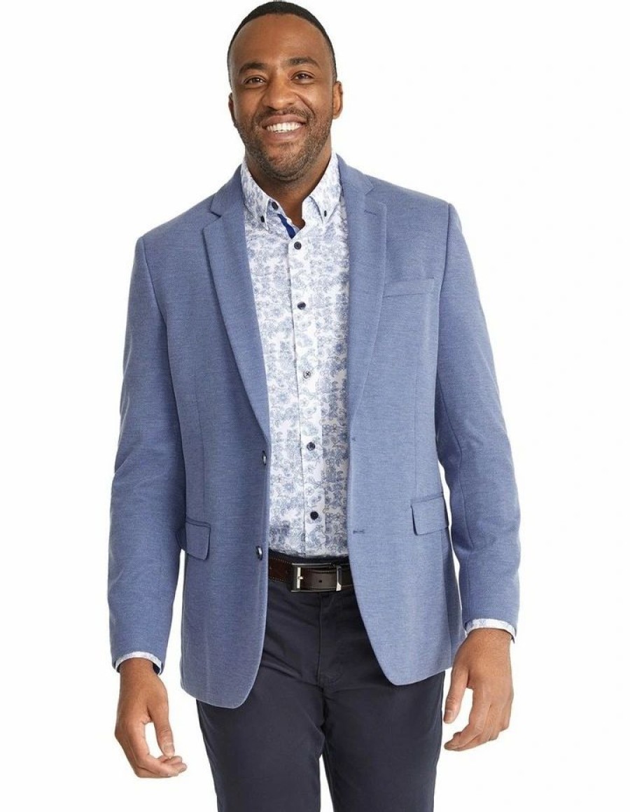 Big & Tall * | Johnny Bigg Typical Style Venice Textured Stretch Blazer In Blue