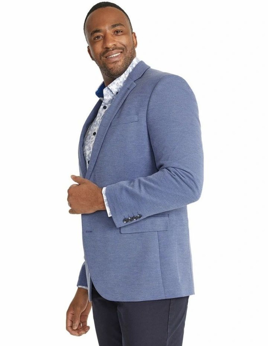 Big & Tall * | Johnny Bigg Typical Style Venice Textured Stretch Blazer In Blue