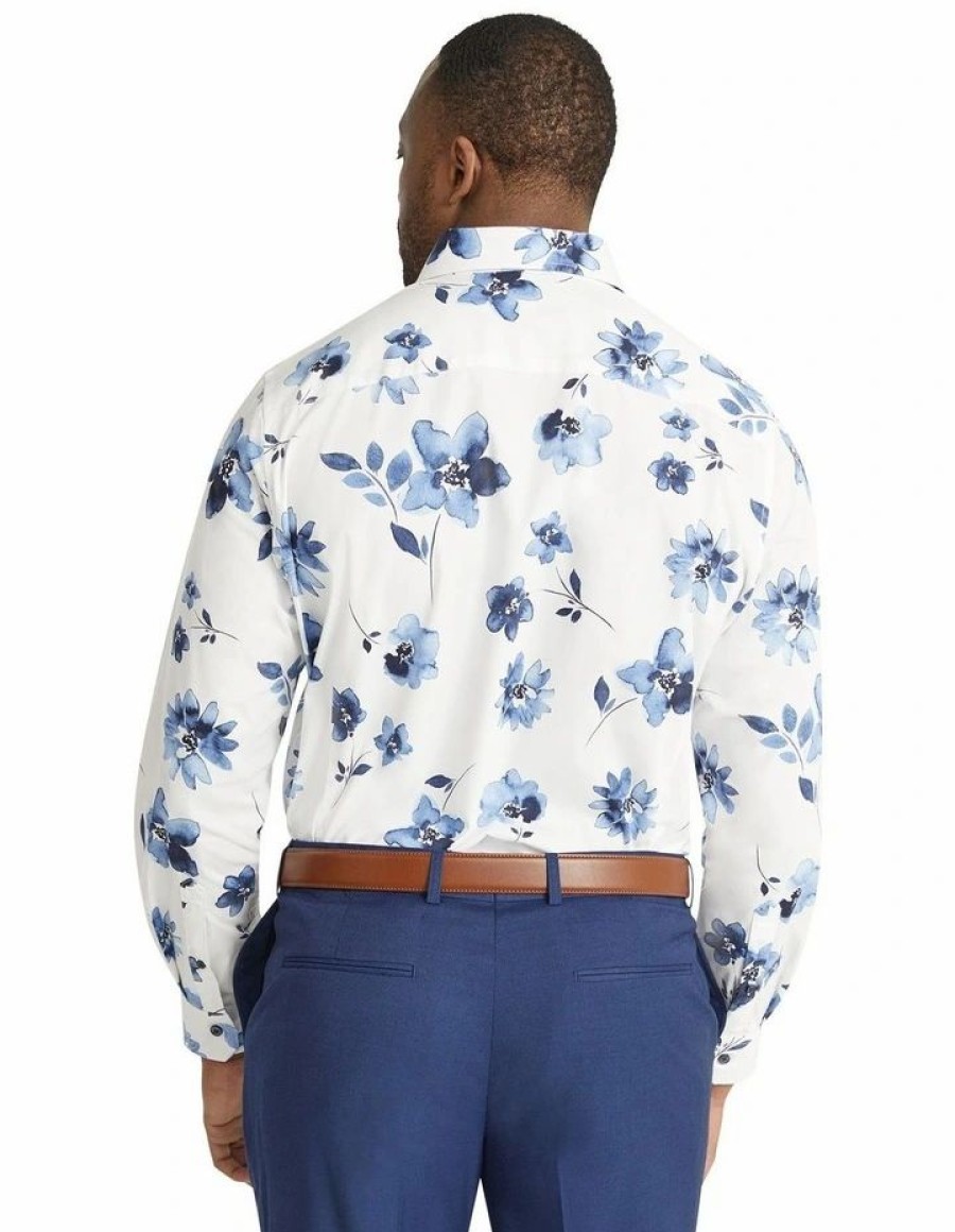 Big & Tall * | Johnny Bigg Best Quality Camden Floral Print Stretch Shirt In White