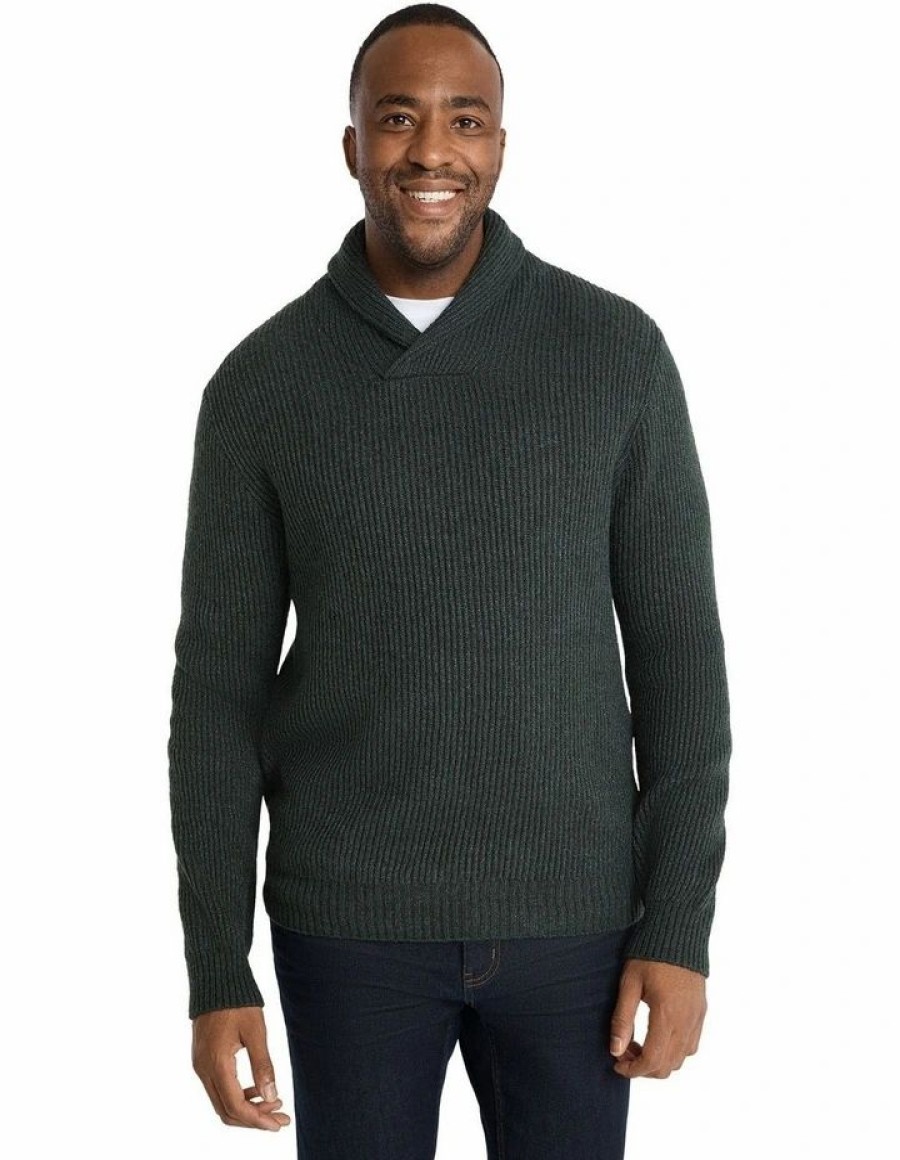 Big & Tall * | Johnny Bigg Clearance Porter Shawl Neck Sweater In Green Forest