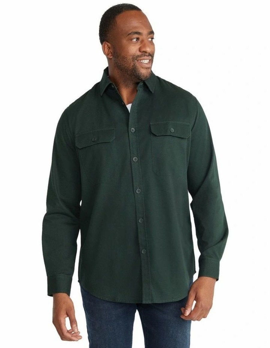 Big & Tall * | Johnny Bigg Cheap Dexter Twill Shirt In Green Forest