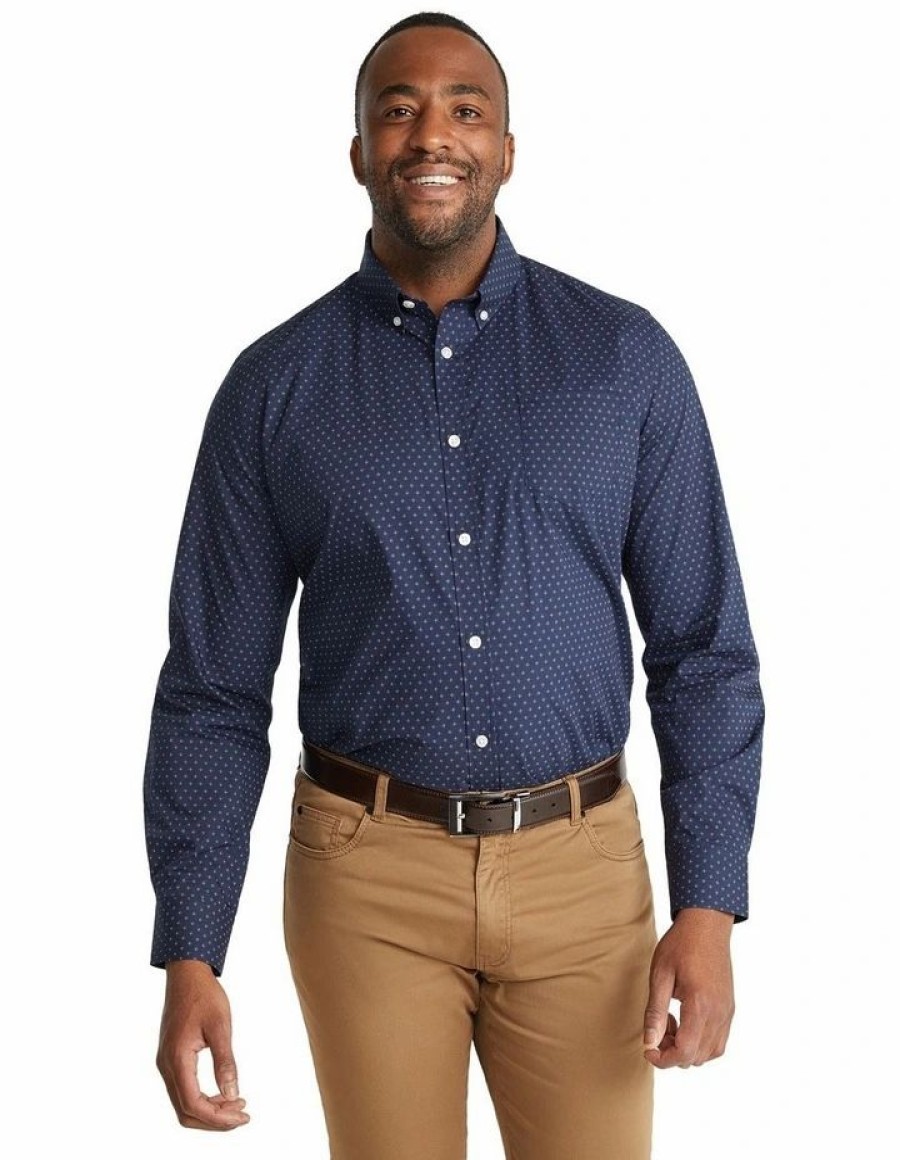 Big & Tall * | Johnny Bigg Classical Martin Micro Print Shirt In Blue Navy