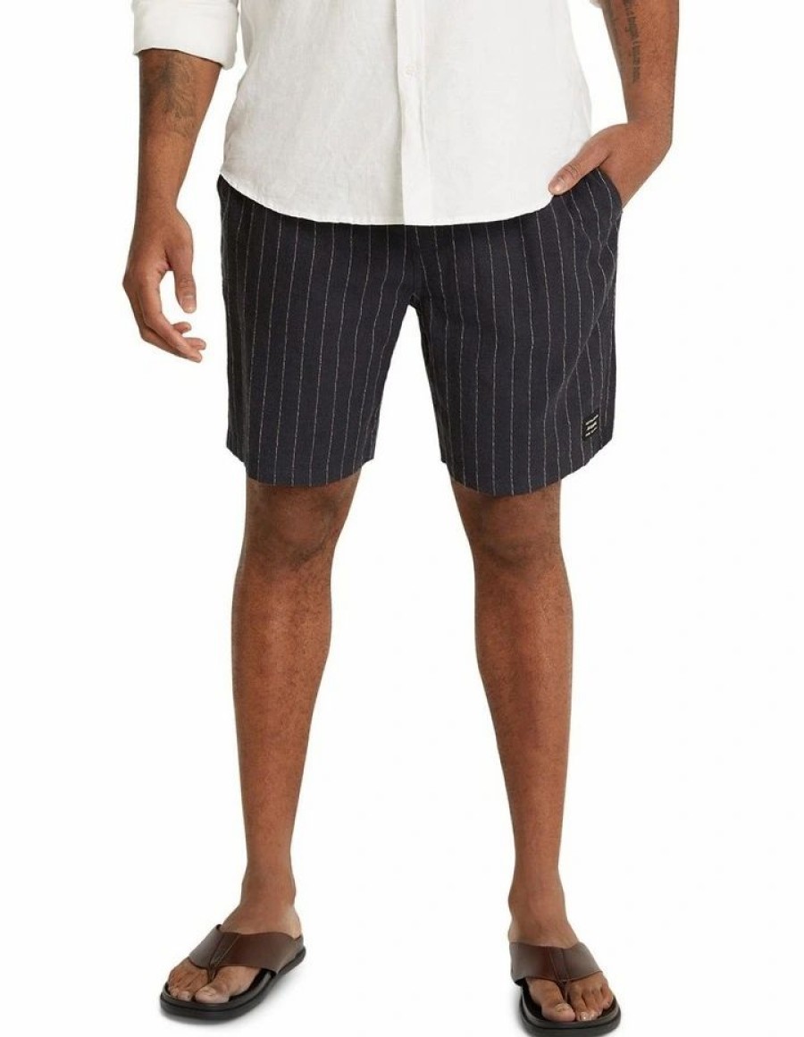 Clothing * | Johnny Bigg Clearance Collaroy Stripe Linen Blend Short In Navy