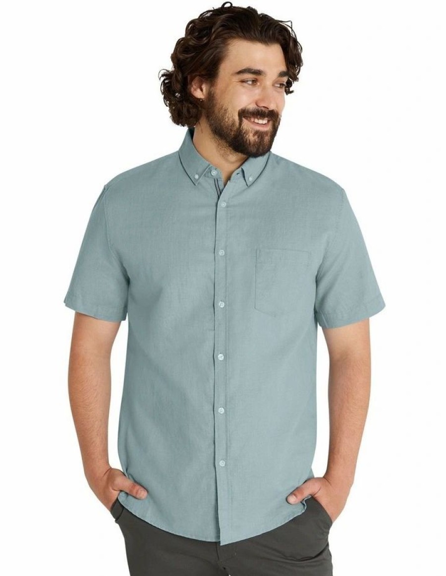 Big & Tall * | Johnny Bigg Hot Sell Fresno Linen Blend Shirt In Blue Chambray