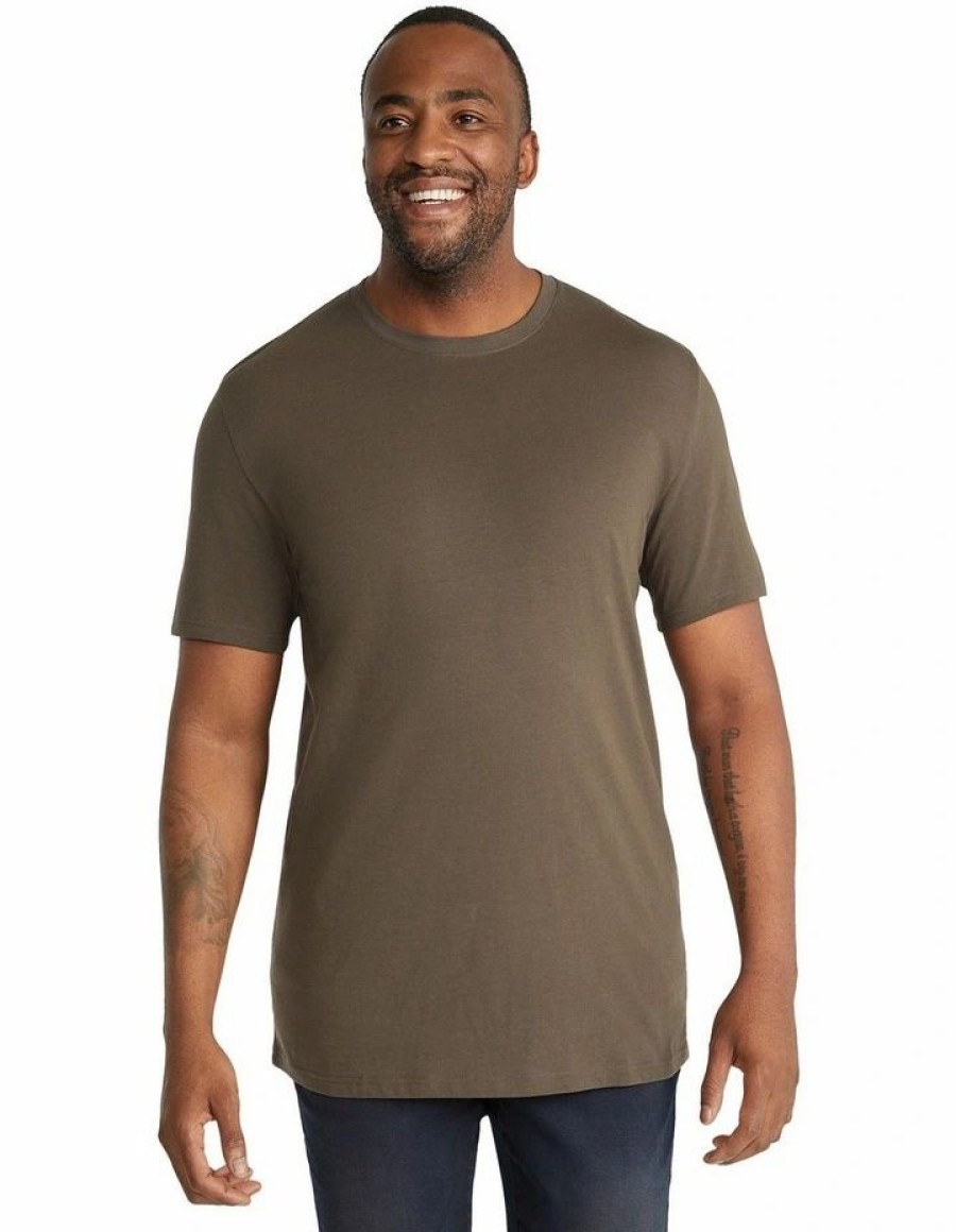 Clothing * | Johnny Bigg Typical Style Essential Longline Scoop Hem Tee In Green Khaki