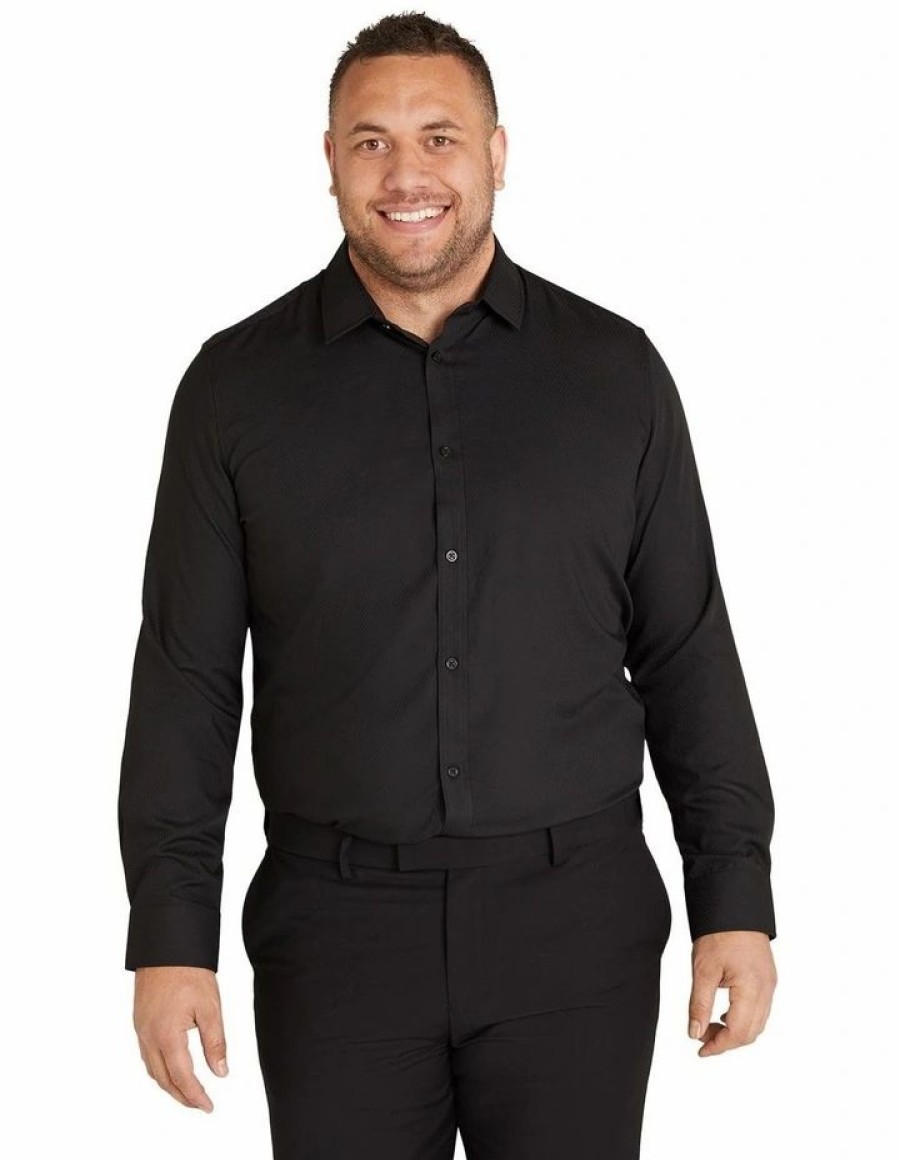 Big & Tall * | Johnny Bigg Bestsellers Boston Textured Bamboo Blend Shirt In Black