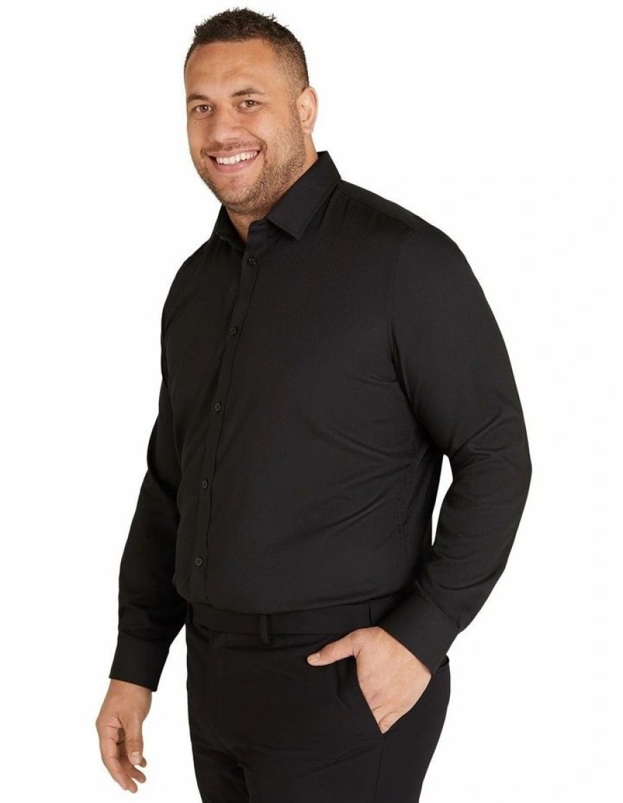 Big & Tall * | Johnny Bigg Bestsellers Boston Textured Bamboo Blend Shirt In Black