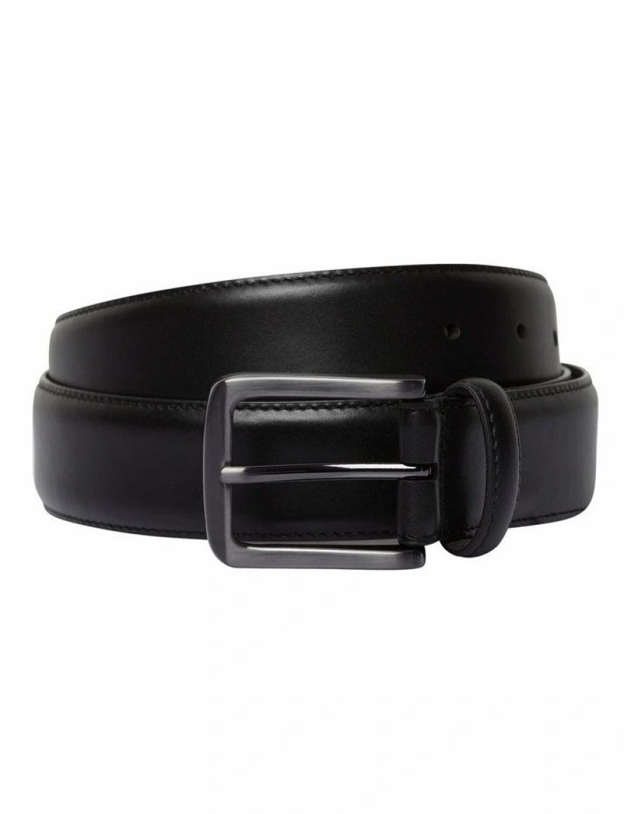 Accessories * | Johnny Bigg Crazy Deals The Arlington Genuine Leather Belt Black