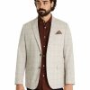 Big & Tall * | Johnny Bigg Official Zane Check Linen Blend Blazer In Grey Pale Grey