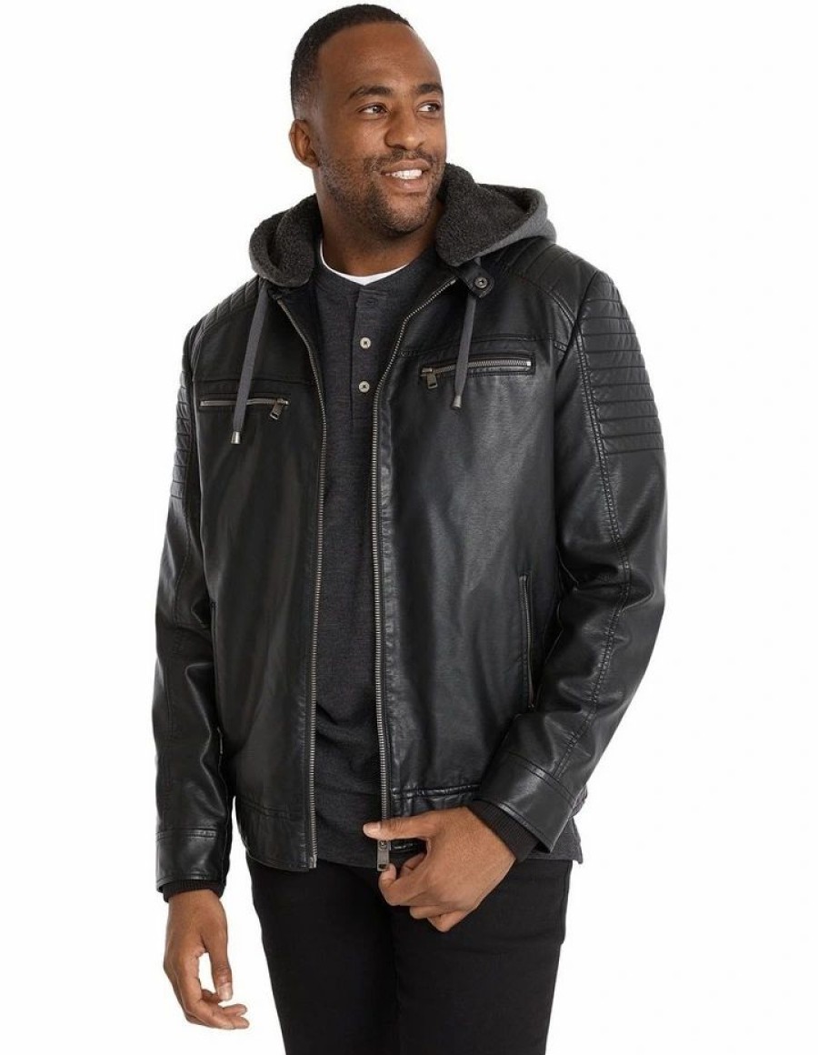 Big & Tall * | Johnny Bigg Bestsellers Danny Biker Jacket In Black