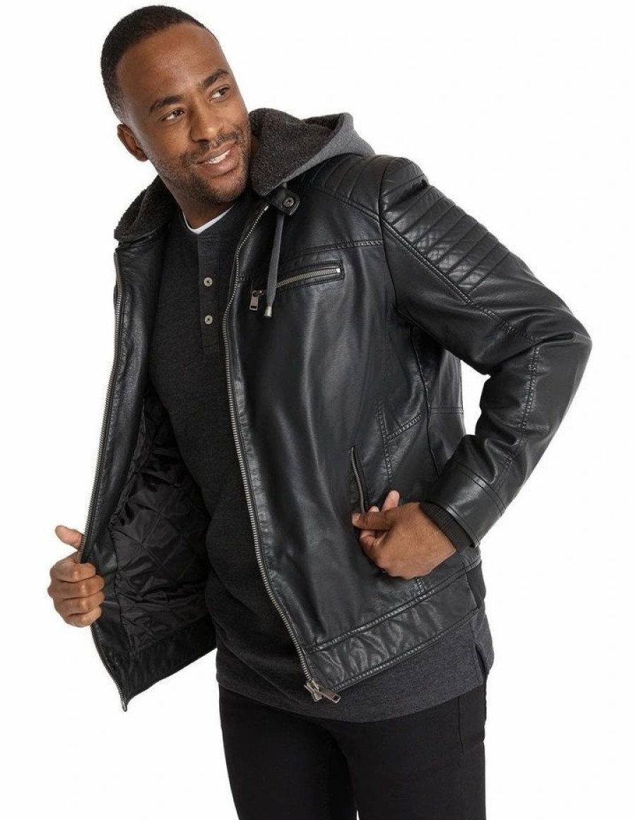 Big & Tall * | Johnny Bigg Bestsellers Danny Biker Jacket In Black