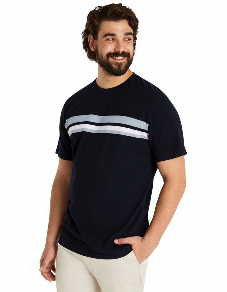 Clothing * | Johnny Bigg Classical Stefan Smart Pique Tee In Navy