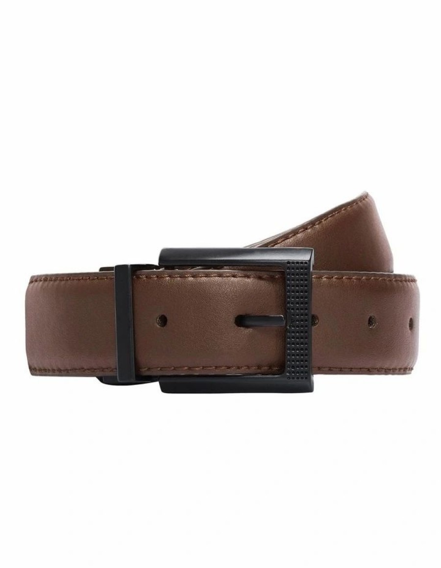 Accessories * | Johnny Bigg Cheaper Stretch Reversible Prong Belt Chocolate/Black