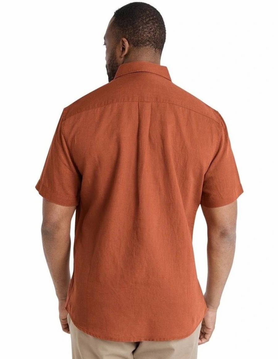 Big & Tall * | Johnny Bigg Clearance Fresno Linen Blend Shirt In Brick Burnt Oran